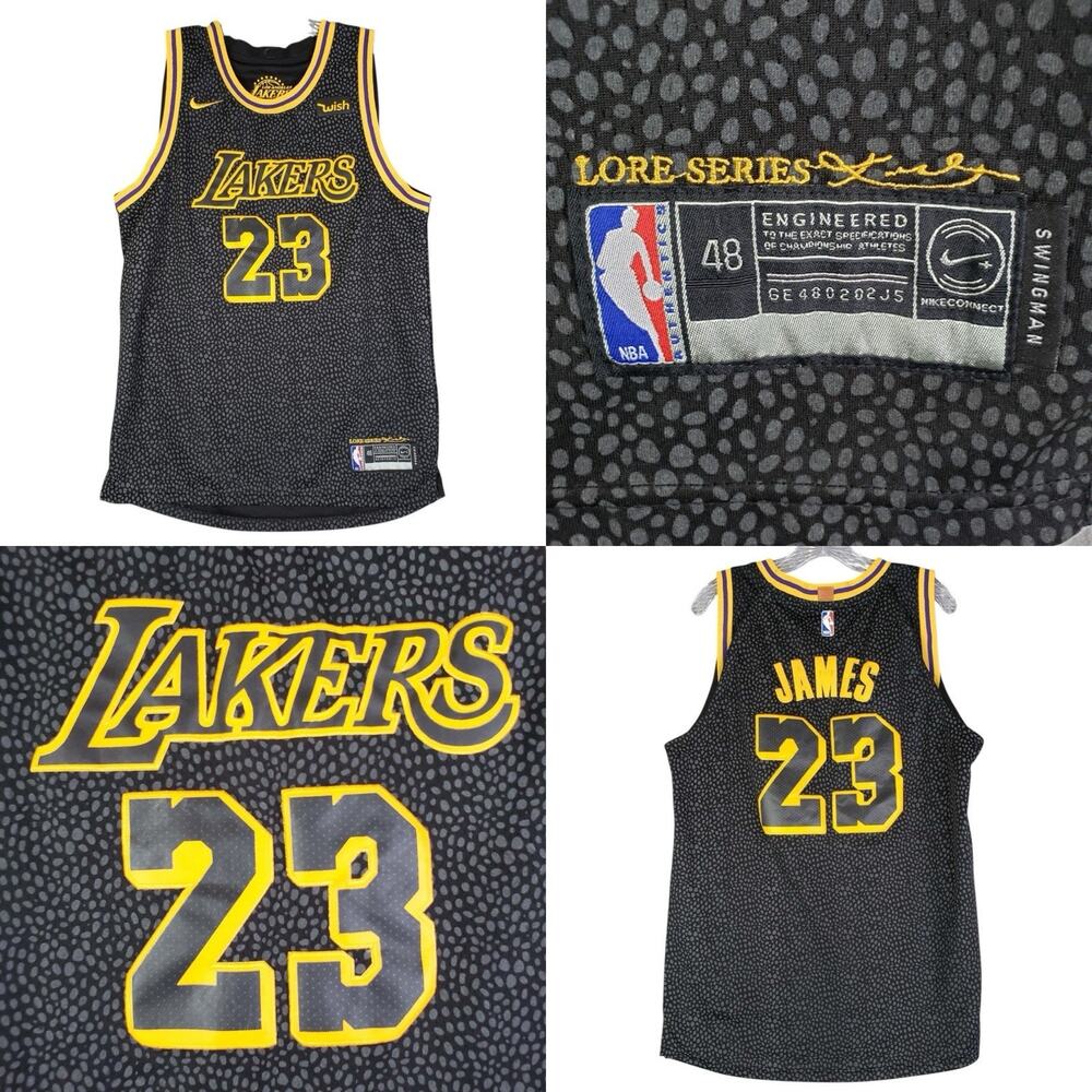 Nike LeBron James #23 Los Angeles Lakers City Edition Black Mamba Jersey Men 48